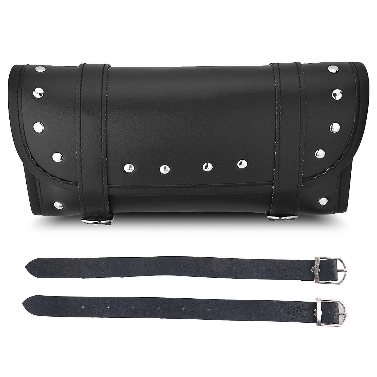 Black Pu Leather Motorcycle Motorbike Front Rear Fork Tool Bag