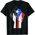 thumbnail image 1 of Black Puerto Rico Flag Fist with Boricua Flag Resiste Taino T-Shirt, 1 of 3