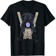 Black Pug Dog in Baby Carrier with Pacifier T-Shirt