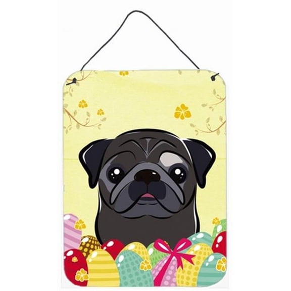 Black Pug Easter Egg Hunt Wall or Door Hanging Prints