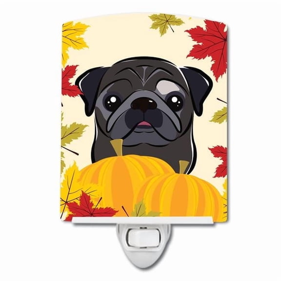 Black Pug Thanksgiving Ceramic Night Light
