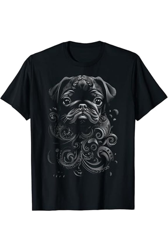 Black Pug Tribal Vintage Retro Graphic T-Shirt, Vintage Birthday Gift