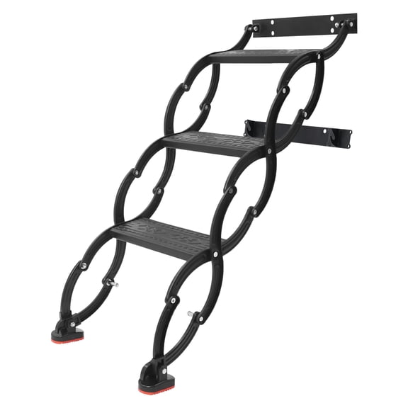 Black Pull Down Attic Ladder 3-Steps, Retractable Folding Stairs with Armrests, Telescoping Step Ladders, Wall-Mounted Retractable Ladder, 29.5 in Height for Loft, Garage, Warehouse