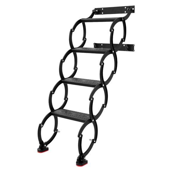 Black Pull Down Attic Ladder 4-Steps, Retractable Folding Stairs with Armrests, Telescoping Step Ladders, Wall-Mounted Retractable Ladder, 39.3 in Height for Loft, Garage, Warehouse