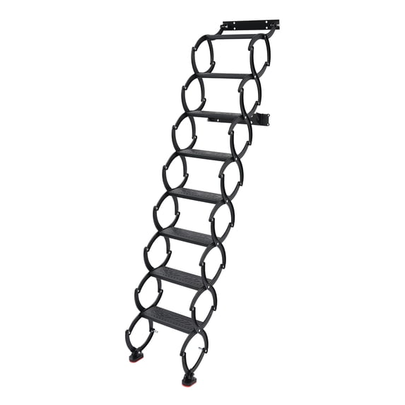 Black Pull Down Attic Ladder 8-Steps, Retractable Folding Stairs with ...