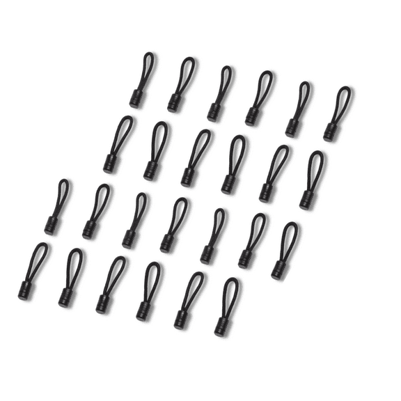 Black Pull Cords - 25 Pack, Used with Stayput Bungee Shock Cords & Zippers for Canvas (Sold Separately)