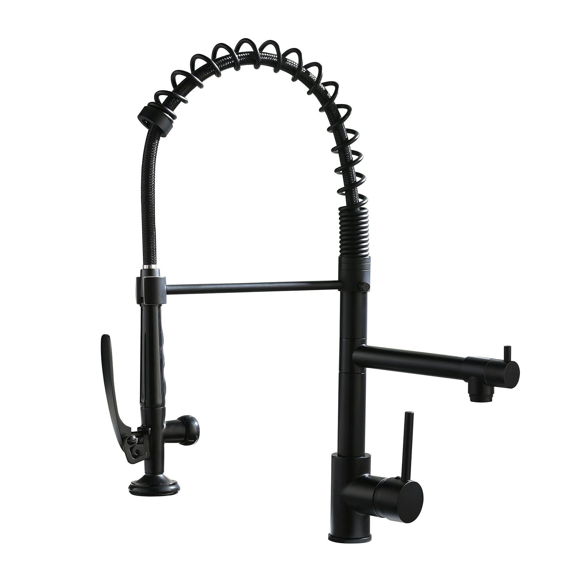 Black Pull Down Pre Rinse Kitchen Faucet with Spring Spout