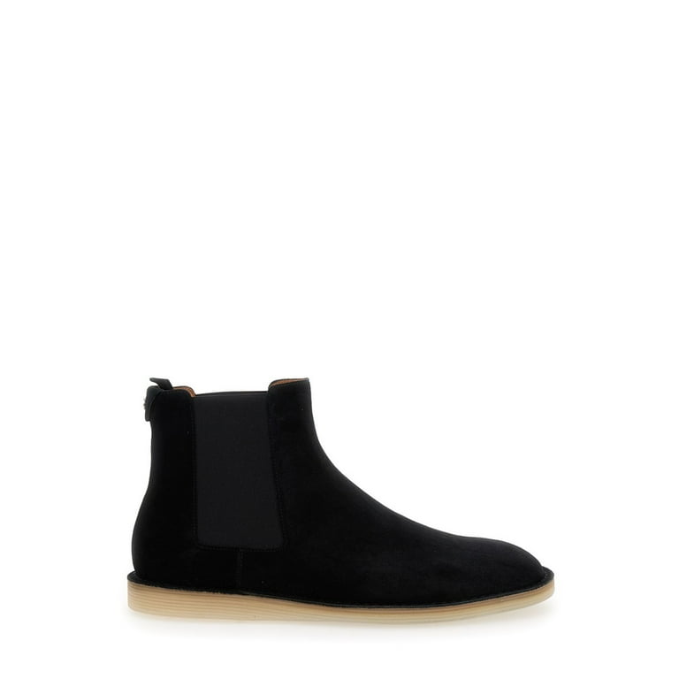 Black Pull On Ankle Boots With Dg Logo In Suede