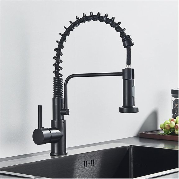 Black Pull Out Kitchen Sink Faucet Deck Mounted Stream Sprayer Kitchen Mixer Tap Bathroom Kitchen Hot Cold Tap 360 Rotation Tap