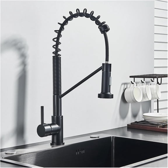 Black Pull Out Kitchen Sink Faucet Deck Mounted Stream Sprayer Kitchen Mixer Tap Bathroom Kitchen Hot Cold Tap 360 Rotation Tap