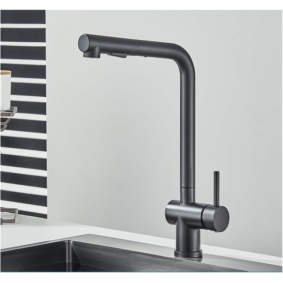 Black Pull Out Kitchen Sink Faucet High Pressure Two Model Stream Sprayer Nozzle Stainless Steel Hot Cold Wate Mixer Tap Deck
