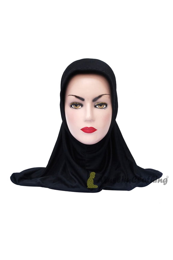 Black Pull Over One Size Stretchable Hijab Easy Muslimah Khimar