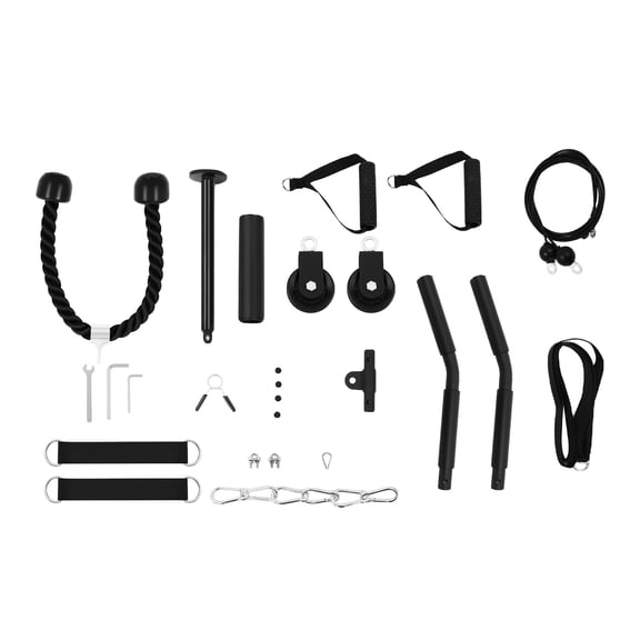 Black Pulley System Gym 100cm Bar, Steel Cable Machine for Arm, Shoulder & Back Workout at Home