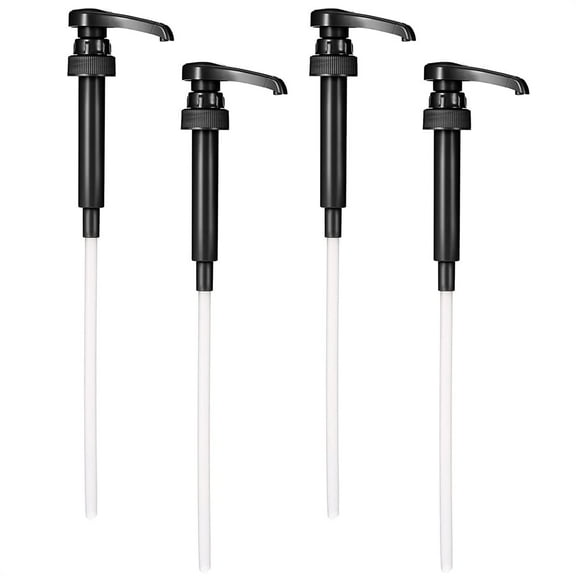 Black Pump Coffee Syrup Pumps - 4 Pcs Coffee Creamer Pump Dispenser Milk Pump for Gallon Black Cherry Juice Bottle Pumps Soda Can Pump - Ketchup Can Pump Half Gallon Pump Squirt Bottle Pump