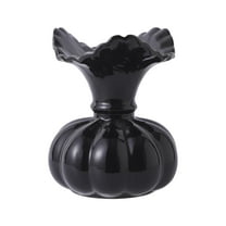 Black Pumpkin Ceramic Vase, Minimalist Boho Flower Vase for Pampas Grass & Dried Bouquets, Large Home Decor for Shelf, Desk, Office, Fireplace Mantel & Wedding Display