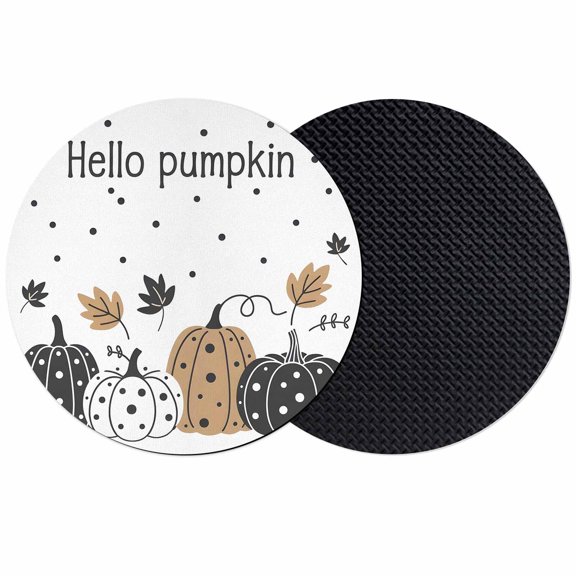 Black Pumpkin Coasters Set of 2, Absorbent Coasters for Drinks, Fall Brown Thanksgiving White Dot Leaf Coaster for Desk Coffee Table Protection, Home Decor House Warming Gifts 4"