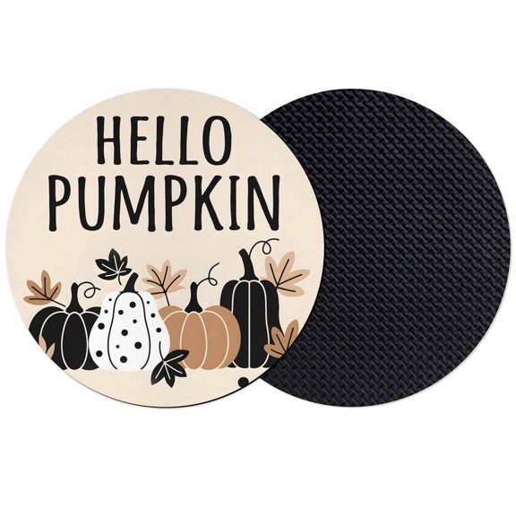 Black Pumpkin Coasters Set of 2, Absorbent Coasters for Drinks, Fall Thanksgiving Brown Maple Leaves Coaster for Desk Coffee Table Protection, Home Decor House Warming Gifts 4"
