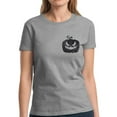 thumbnail image 1 of Black Pumpkin Pocket Halloween T Shirt for Women - S M L XL 2XL 3XL Graphic Tee - Scary Happy Halloween Outfit Gift Funny Holiday Tee T-Shirt Ladies, 1 of 2
