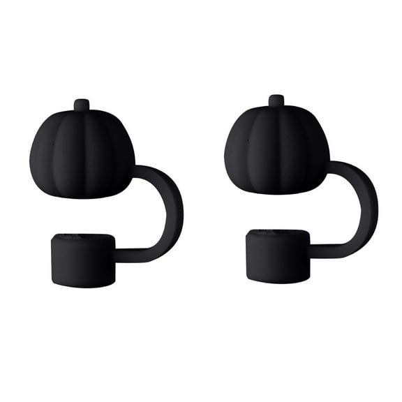 Black Pumpkin Straw Cover Decoration 2 Piece Set Personalized Straw Topper Cup Decor For Holiday Party Kitchen Dining Fun Accessories