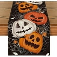thumbnail image 1 of Black Pumpkins Spider Web Halloween Table Runner, Seasonal Fall Kitchen Dining Table Decoration for Home Party Decor 13x108 Inch, 1 of 6
