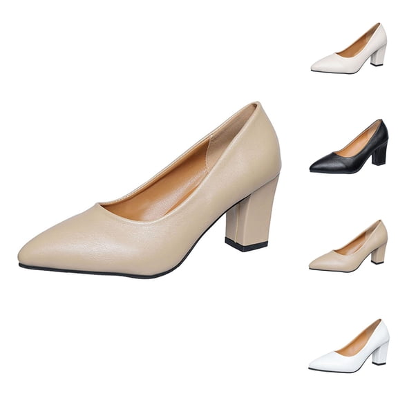 Black Pumps for Women Closed Toe Heel Fashion Sandals - Single Buckle Strap Medium Heel Soft Leather, Elegant Versatile Summer Dressy Heels For Women