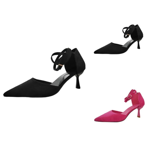 Black Pumps for Women Suede Wide Strap High Heels - Peep Toe Dressy Heel Design, Elegant Fashionable Business Casual Shoes For Fall & Spring Commute