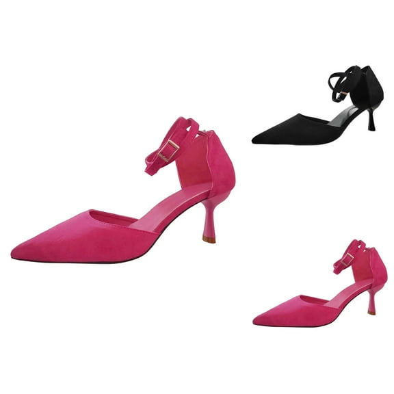 Black Pumps for Women Suede Wide Strap High Heels - Peep Toe Dressy Heel Design, Elegant Fashionable Business Casual Shoes For Fall & Spring Commute