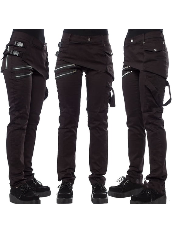 Black Punk Y2k Grunge Low Waist Emo Jeans Loose Low Waist Trousers Wide Leg Baggy Jeans Harajuku Streetwear Punk Slim Denim Pants L