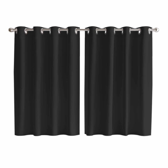 Black Pure Color Kitchen Curtains Window Panels, Aesthetics Contemporary Luxury Insulated Window Treatment Curtain, Grommet Curtains for Bedroom/Living Room/Bathroom, 2 Piece 52"Wx72"L