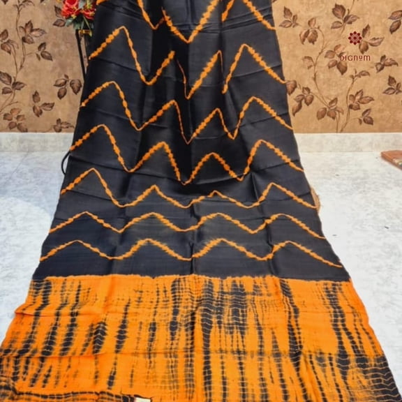 Black Pure Silk Bandhani Shibori Saree