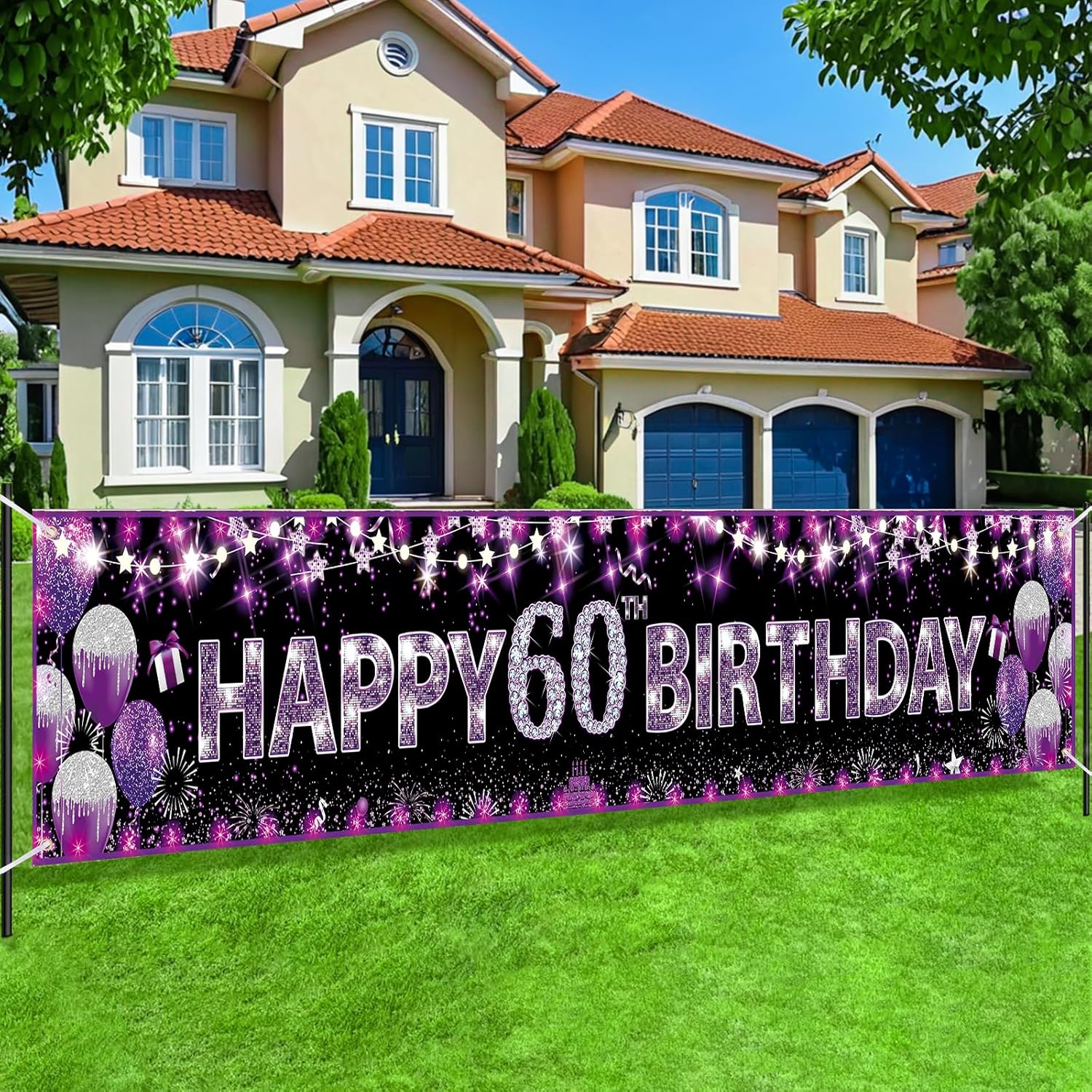 Black Purple 60th Birthday Decorations 18 X 98 Inch Happy 60th Birthday Black purple 60th birthday decorations 18 x 98 inch happy 60th birthday