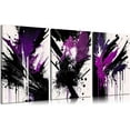 thumbnail image 1 of Black Purple Abstract Canvas Wall Art Neutral Ink splash Wall Decor Pictures Modern Graffiti Posters Prints Paintings for Living Room Bedroom Home Office decorate Unframed, 1 of 6