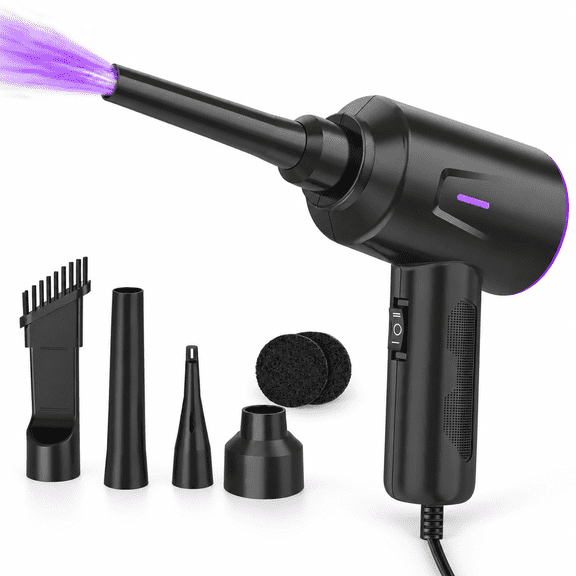 Black Purple Compressed Air Duster 5.74 Oz High Power 2-Speed Electronic Cleaner