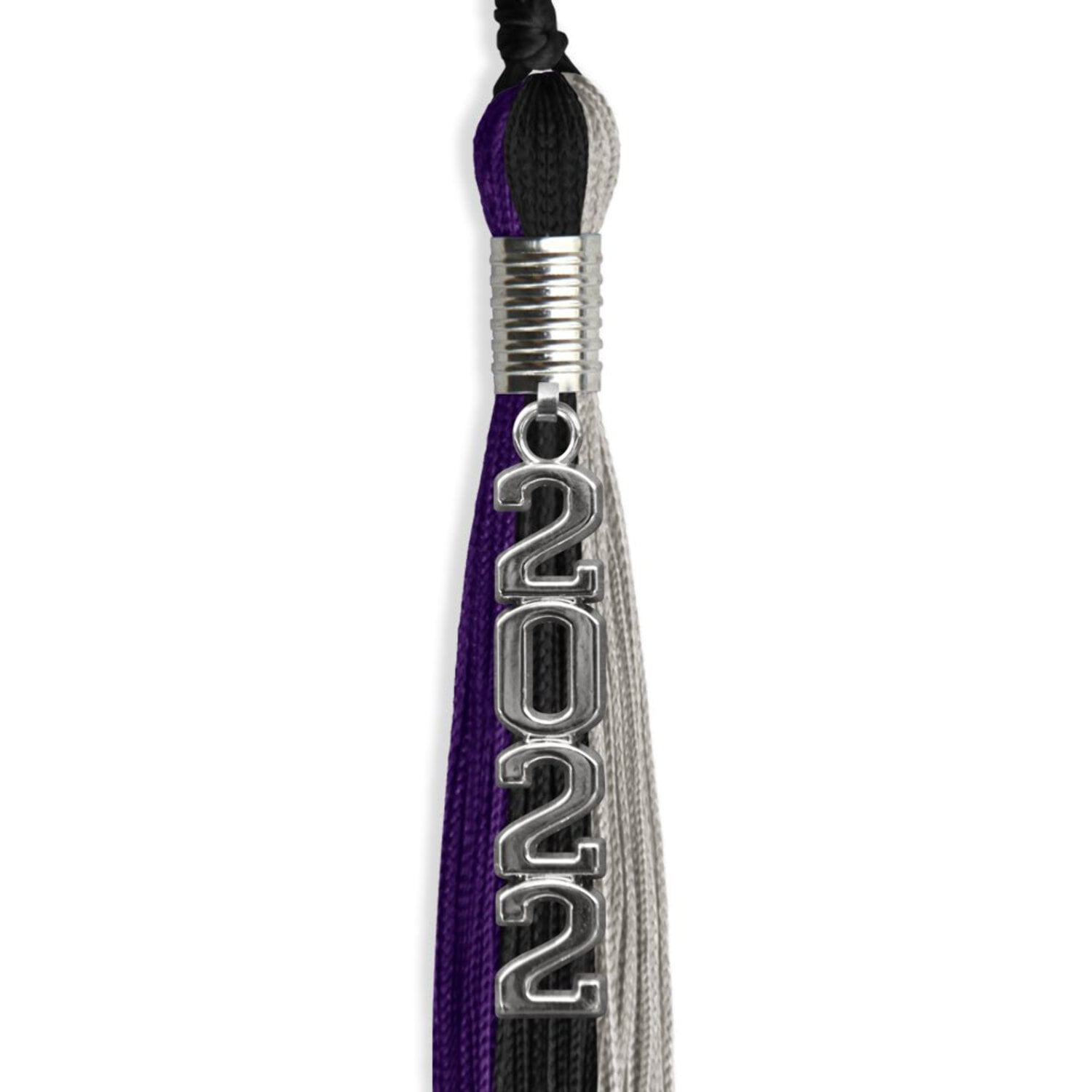 Endea Graduation Triple Color Tassel Black/Purple/Grey With Silver ...