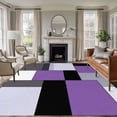 thumbnail image 1 of Black Purple Patchwork Washable Living Room Rugs 5'x8', Abstract Geometric Art Low Pile Throw Large Area Rug Non-Slip Sturdy Edge Binding Carpet for Living Room Kitchen Office, 1 of 9