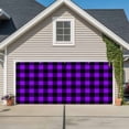 thumbnail image 1 of Black Purple Plaid Garage Door Cover Banner 7 x 16 FT, Farmhouse Simple Buffalo Checked Garage Door Curtains Backdrop with Grommets for Indoor Outdoor Wall Party Porch Yard Decorations Background, 1 of 9