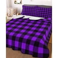 thumbnail image 1 of Black Purple Plaid King Size Down Alternative Comforter, Lightweight Comforter Quilt Bedding Set with Pillow Shams Farmhouse Simple Buffalo Checked All Seasons Bed Comforter Duvet Insert 96"x106", 1 of 7
