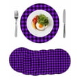 thumbnail image 1 of Black Purple Plaid Round Placemats Set of 6 for Dinning Tables,Heat-proof Braided Table Mats 13 Inch,Farmhouse Simple Buffalo Checked Washable Place Mat for Kitchen Restaurant Party Table Decor, 1 of 9