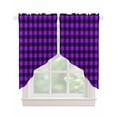 thumbnail image 1 of Black Purple Plaid Swag Valances for Windows, Farmhouse Simple Buffalo Checked Rod Pocket Sheer Valances for Small Windows, Swag Toppers Light Filtering for Kitchen Living Room 2 Panels 28''x36'', 1 of 6