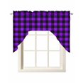 thumbnail image 1 of Black Purple Plaid Swag Valances for Windows, Small Curtains Drapes, Farmhouse Simple Buffalo Checked Kitchen Window Curtains Over Sink Window Treatment Valance for Bedroom/Bathroom 56"x36", 1 of 5