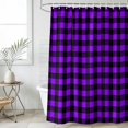 thumbnail image 1 of Black Purple Plaid Waterproof Fabric Shower Curtain,Farmhouse Simple Buffalo Checked Waterproof Fabric Shower Curtain for Bathroom Curtains Bathtubs Hotel Shower Curtains with 12 Hooks Standard 72x72, 1 of 8