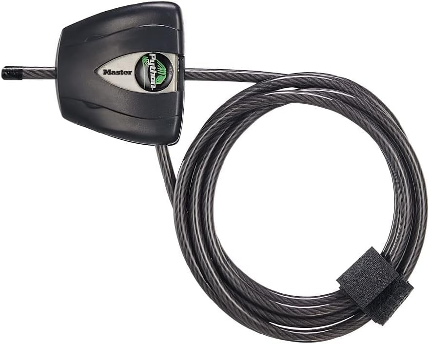 Black Python Bike Lock with Key, Adjustable Metal Cable Lock has a ...