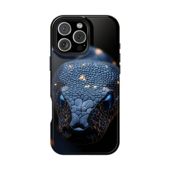 Black Python Snake with Blue Eyes Graphic Phone Case for iPhone 11,12 ...