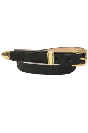 Black Python Snakeskin Cowboy Hat Band Gold 3 Piece Buckle Set Handmade 26