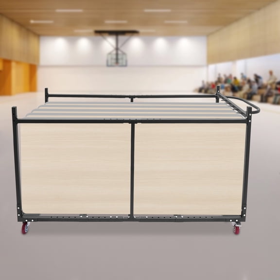 Black Q235 Steel 194*112cm Folding Table Cart Holds 10 Tables Multifunctional Table Carrier