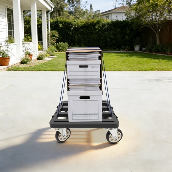 Black Q235 Steel 46x46cm Furniture Carrier Load 1200 Pounds Heavy Mobile Trolley