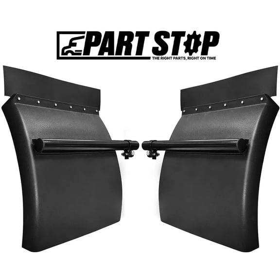 Black Quarter Fenders for Semi Truck, 24" x 24" Stainless Steel, Tube Bracket and Mounting Hardware Included, Right Left, Stainless Steel Quarter Fender Kit