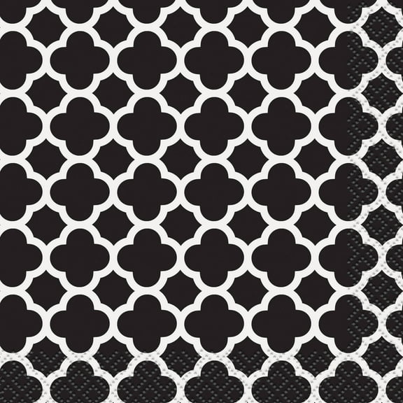 Black Quatrefoil Beverage Napkins, 16ct