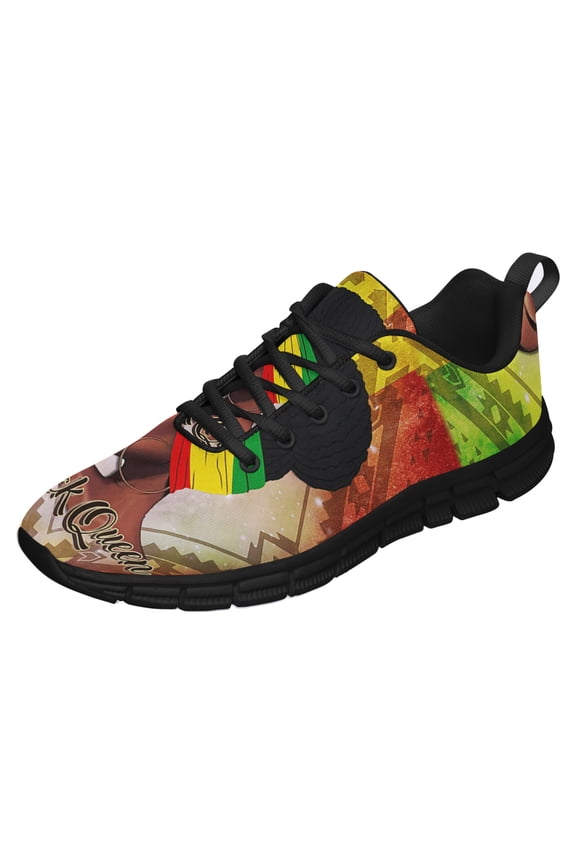 Black Queen African Running Shoes Sneakers Mesh Black Size 9.5