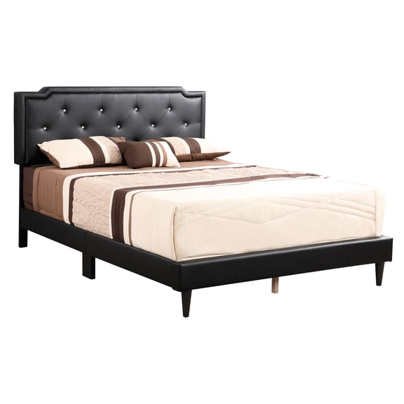 Black Queen Bed For Luxurious Bedrooms - , Foam Filled, Pu, 47' H X 63' W 86' D, Enhances Bedroom Opulence Modern Size Construction, 47" Height 63" Width 86" Depth, Improves Aesthetic Appeal